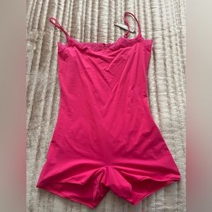 Skims Fit Everybody Lace Romper in Neon Rose